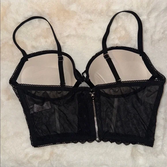 Victoria’s Secret Padded Demi Bustier Bra Top Black Lace Women’s 36B - Picture 7 of 15